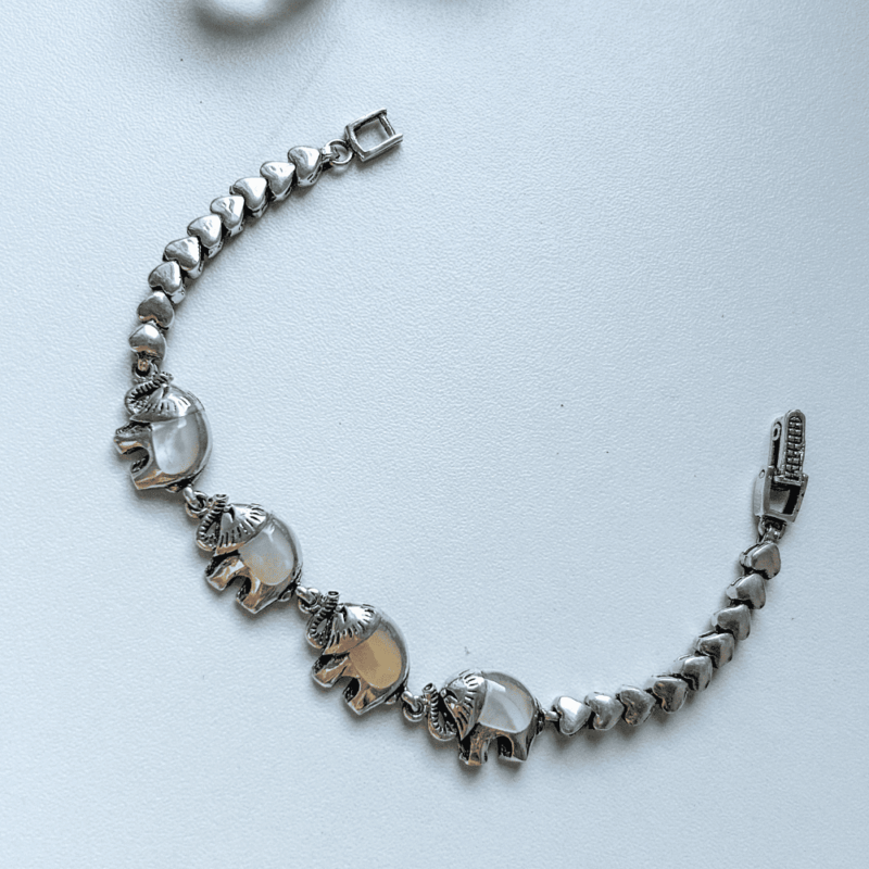 Pulseira Elefantes em Madrepérola - Prata 925